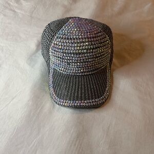 Gray Rhinestone Embellished Cap